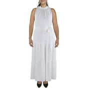 Anne Klein Womens Tiered Maxi Halter Dress